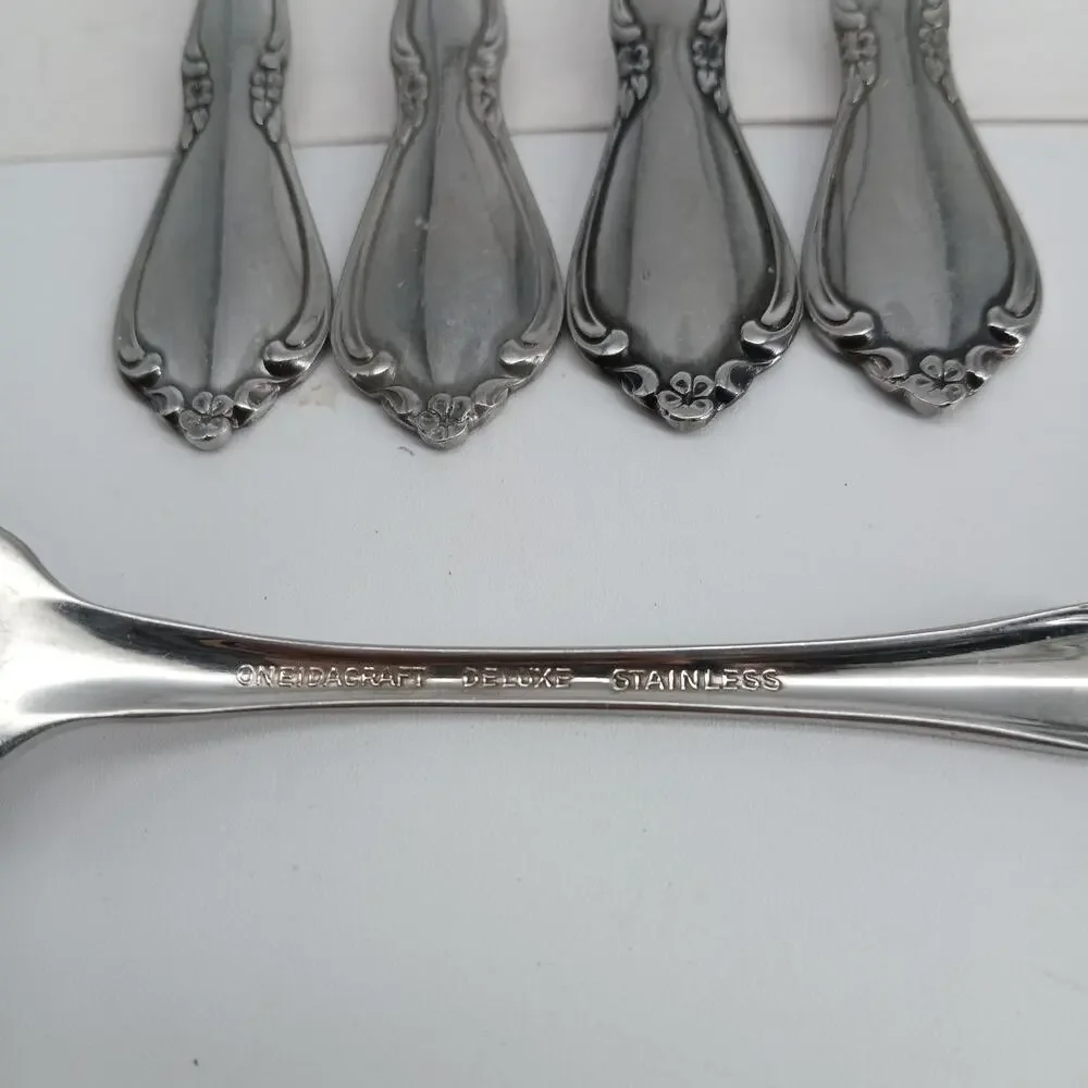 5X DF Oneida CHATEAU Stainless Flatware Dinner Forks Glossy USA